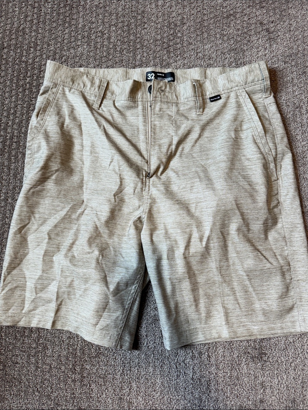 Hurley Men's Light Beige Flat Front Shorts